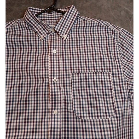 Mens Saddlebred Short Sleeve Button Down Medium Shirt Checkered Blue - Picture 4 of 5